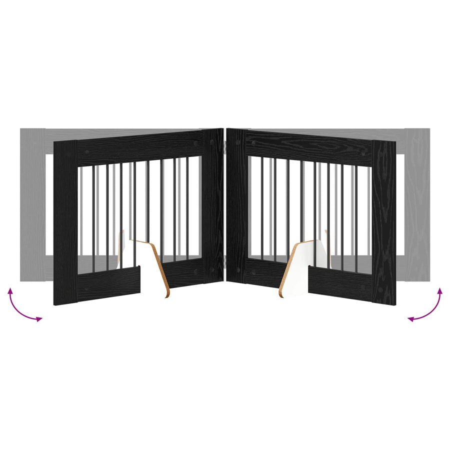 Hondenhekje met standaards 2 pcs Zwart eiken 80 x 60 cm