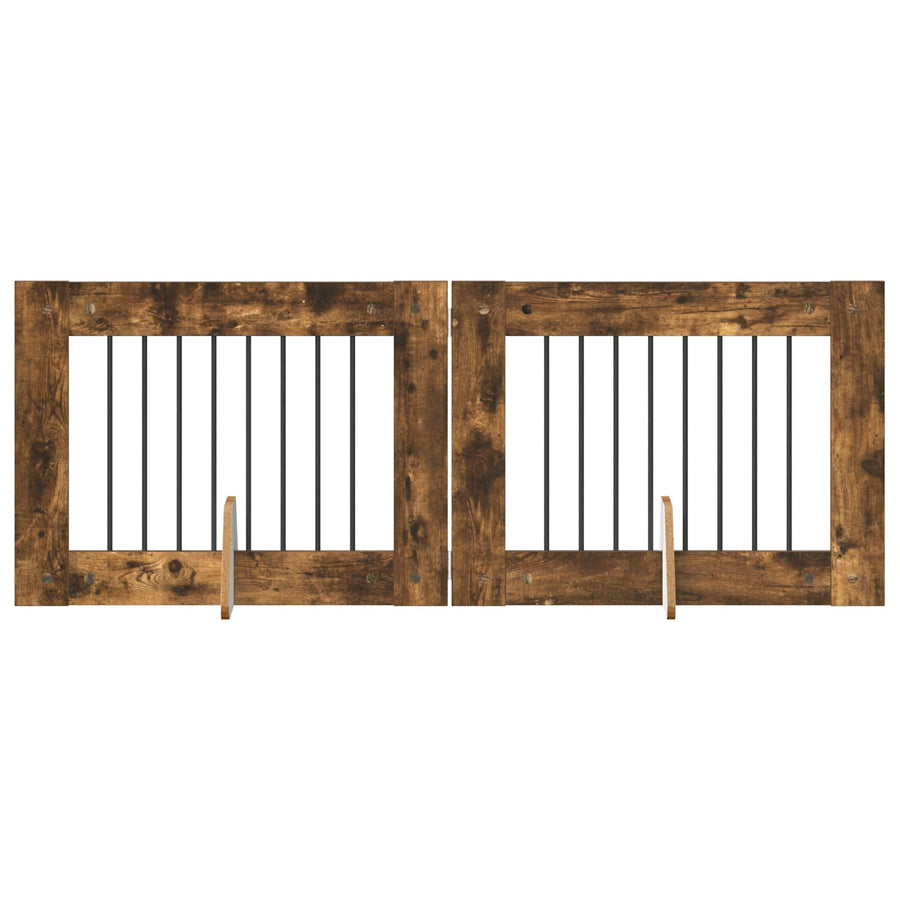Hondenhekje met standaards 2 pcs Gerookt eiken 80 x 60 cm