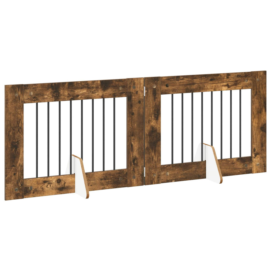 Hondenhekje met standaards 2 pcs Gerookt eiken 80 x 60 cm