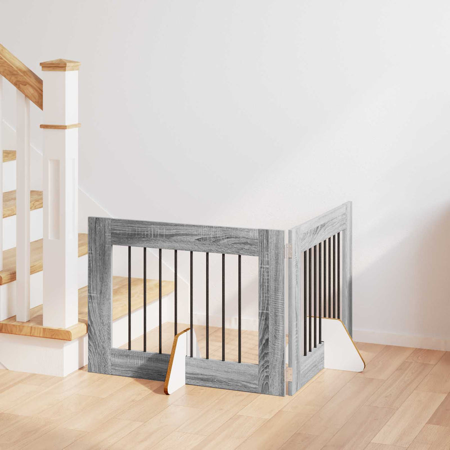 Hondenhekje met standaards 2 pcs Grijs sonoma 80 x 60 cm