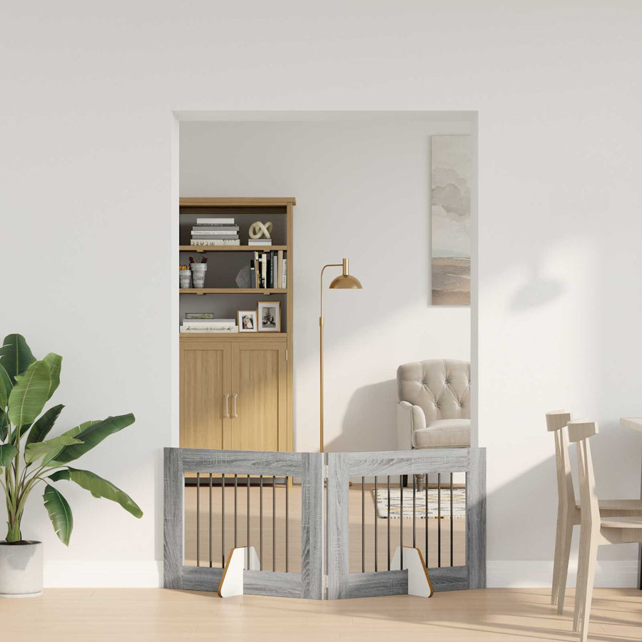 Hondenhekje met standaards 2 pcs Grijs sonoma 80 x 60 cm