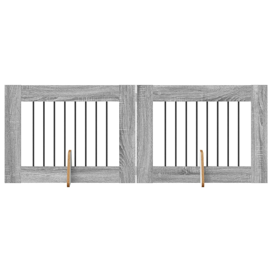 Hondenhekje met standaards 2 pcs Grijs sonoma 80 x 60 cm