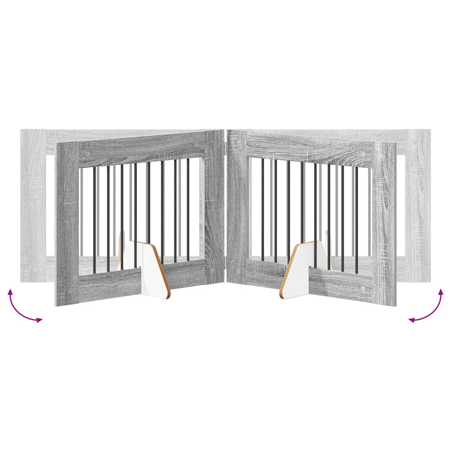 Hondenhekje met standaards 2 pcs Grijs sonoma 80 x 60 cm
