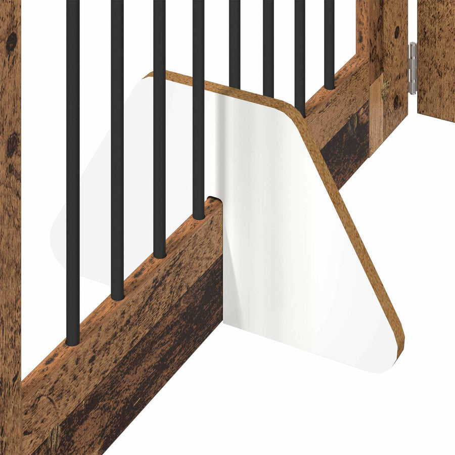 Hondenhekje met standaards 2 pcs Oud hout 80 x 60 cm