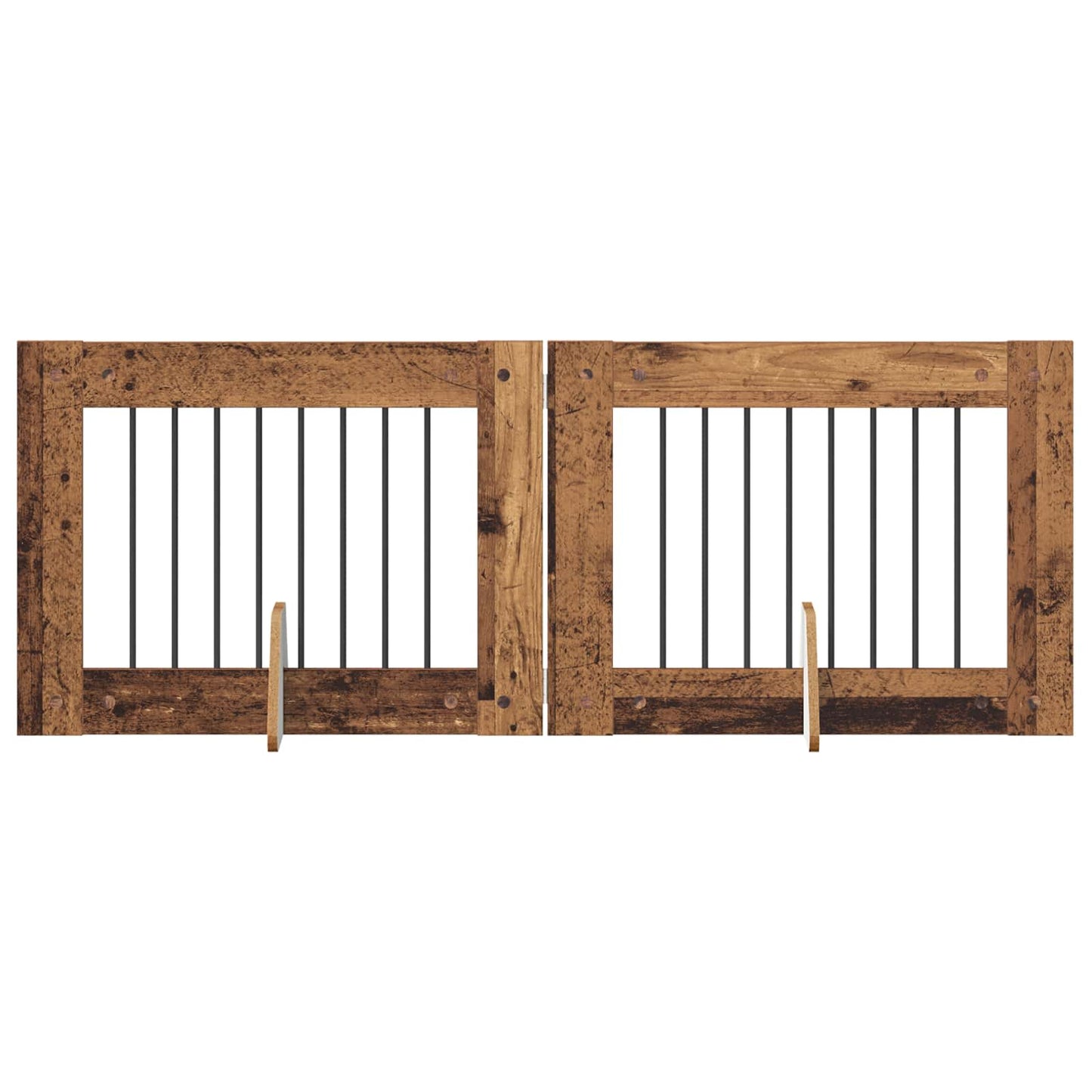 Hondenhekje met standaards 2 pcs Oud hout 80 x 60 cm