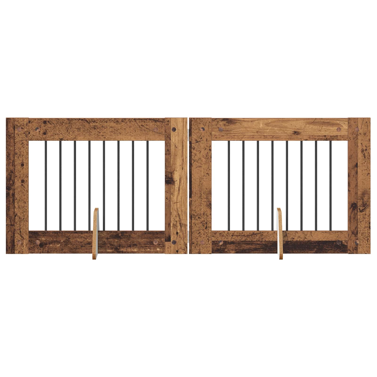 Hondenhekje met standaards 2 pcs Oud hout 80 x 60 cm