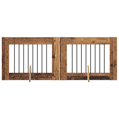 Hondenhekje met standaards 2 pcs Oud hout 80 x 60 cm