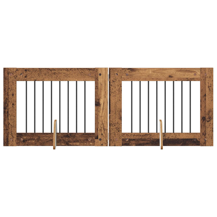 Hondenhekje met standaards 2 pcs Oud hout 80 x 60 cm
