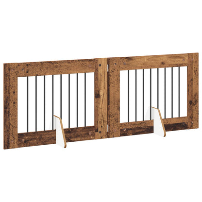 Hondenhekje met standaards 2 pcs Oud hout 80 x 60 cm