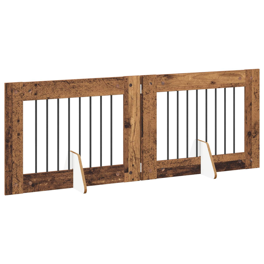 Hondenhekje met standaards 2 pcs Oud hout 80 x 60 cm