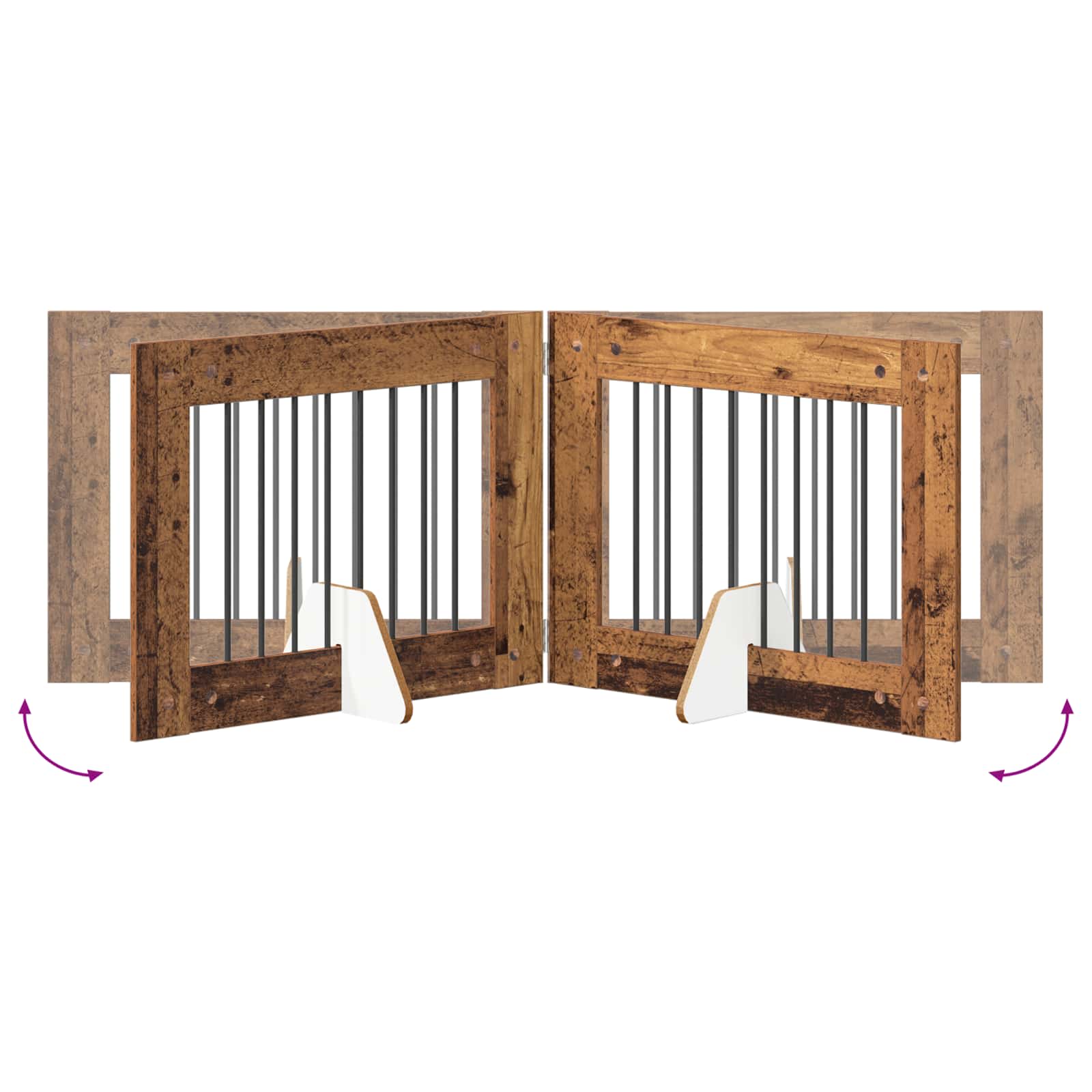 Hondenhekje met standaards 2 pcs Oud hout 80 x 60 cm