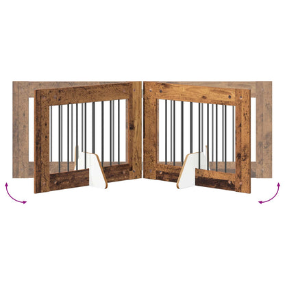 Hondenhekje met standaards 2 pcs Oud hout 80 x 60 cm