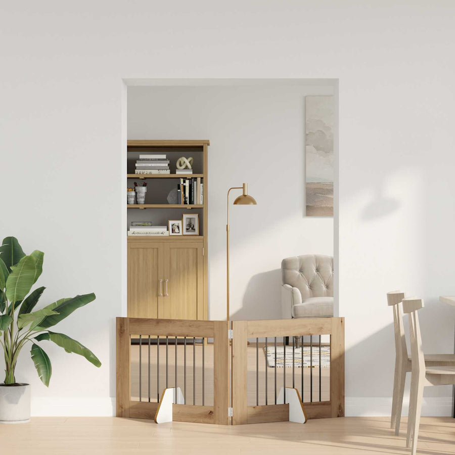 Hondenhekje met standaards 2 pcs Artisanaal eiken 80 x 60 cm