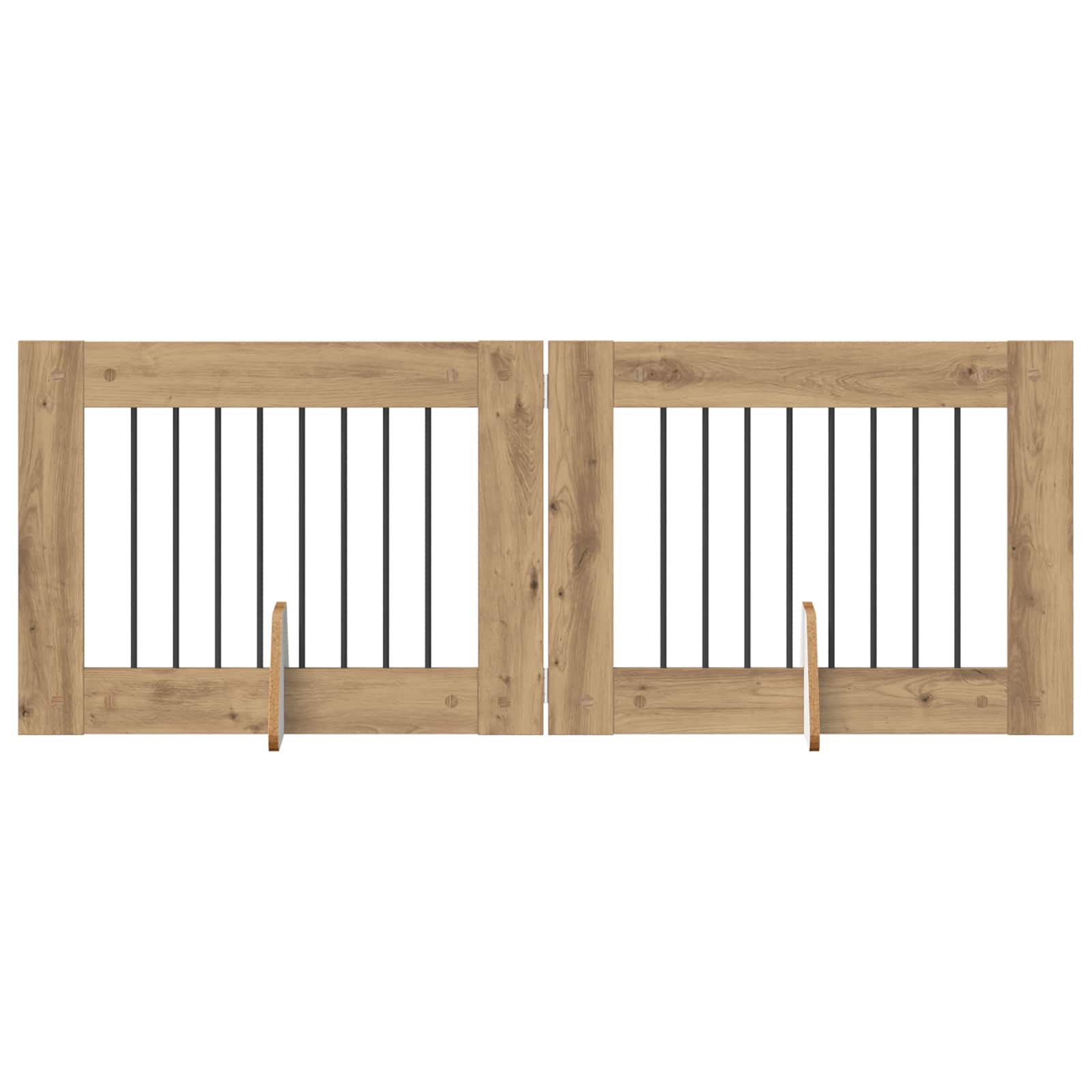 Hondenhekje met standaards 2 pcs Artisanaal eiken 80 x 60 cm