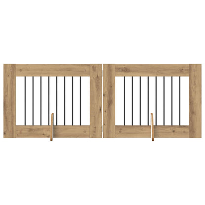 Hondenhekje met standaards 2 pcs Artisanaal eiken 80 x 60 cm