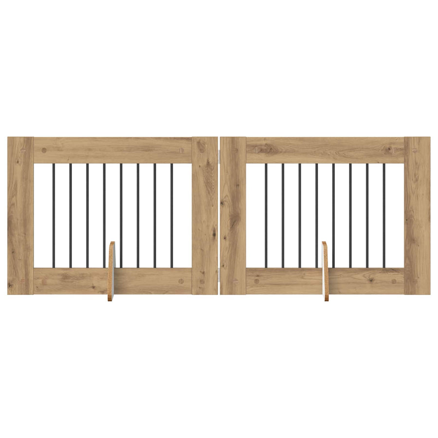 Hondenhekje met standaards 2 pcs Artisanaal eiken 80 x 60 cm