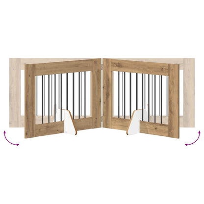Hondenhekje met standaards 2 pcs Artisanaal eiken 80 x 60 cm