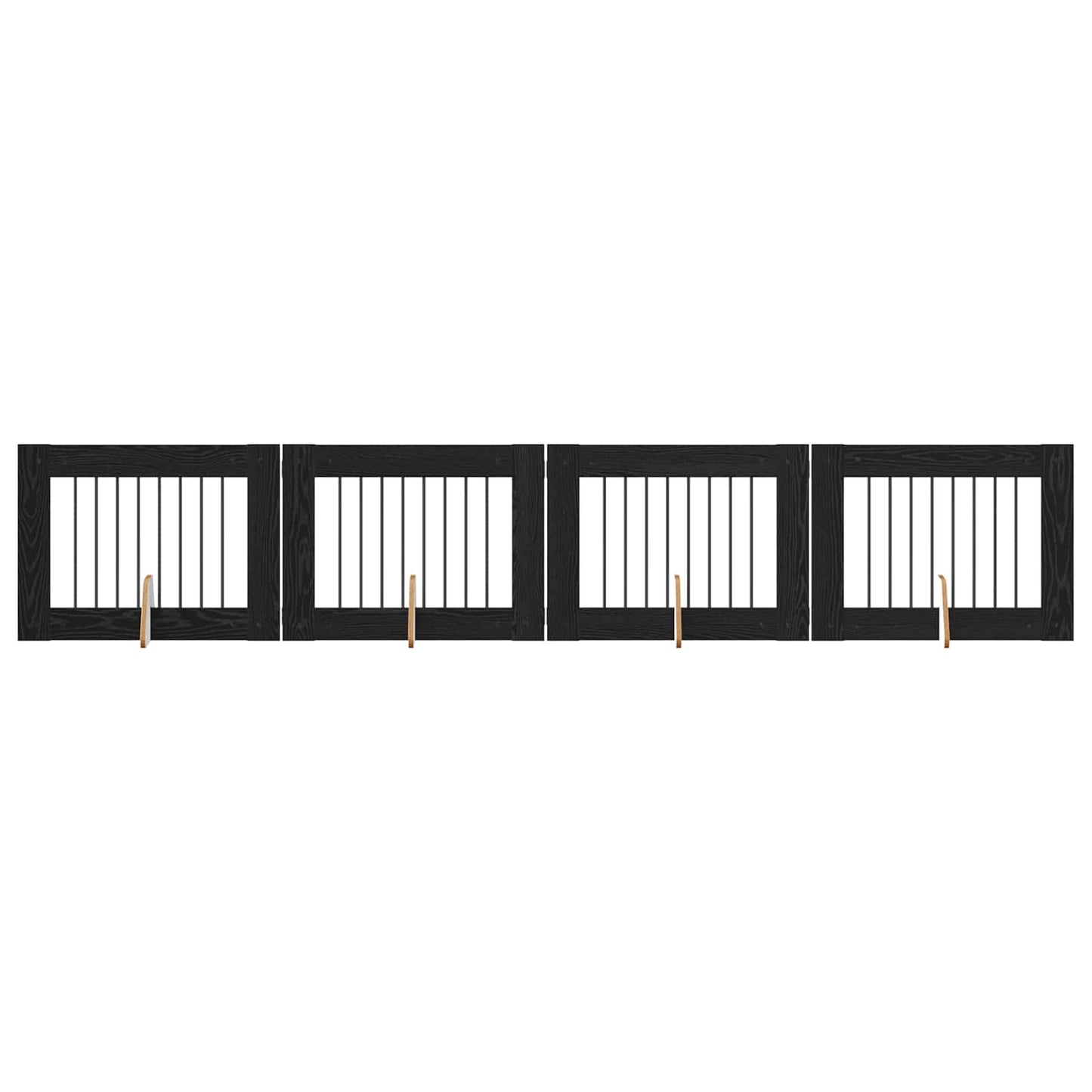 Hondenhekje met standaards 4 pcs Zwart eiken 80 x 60 cm