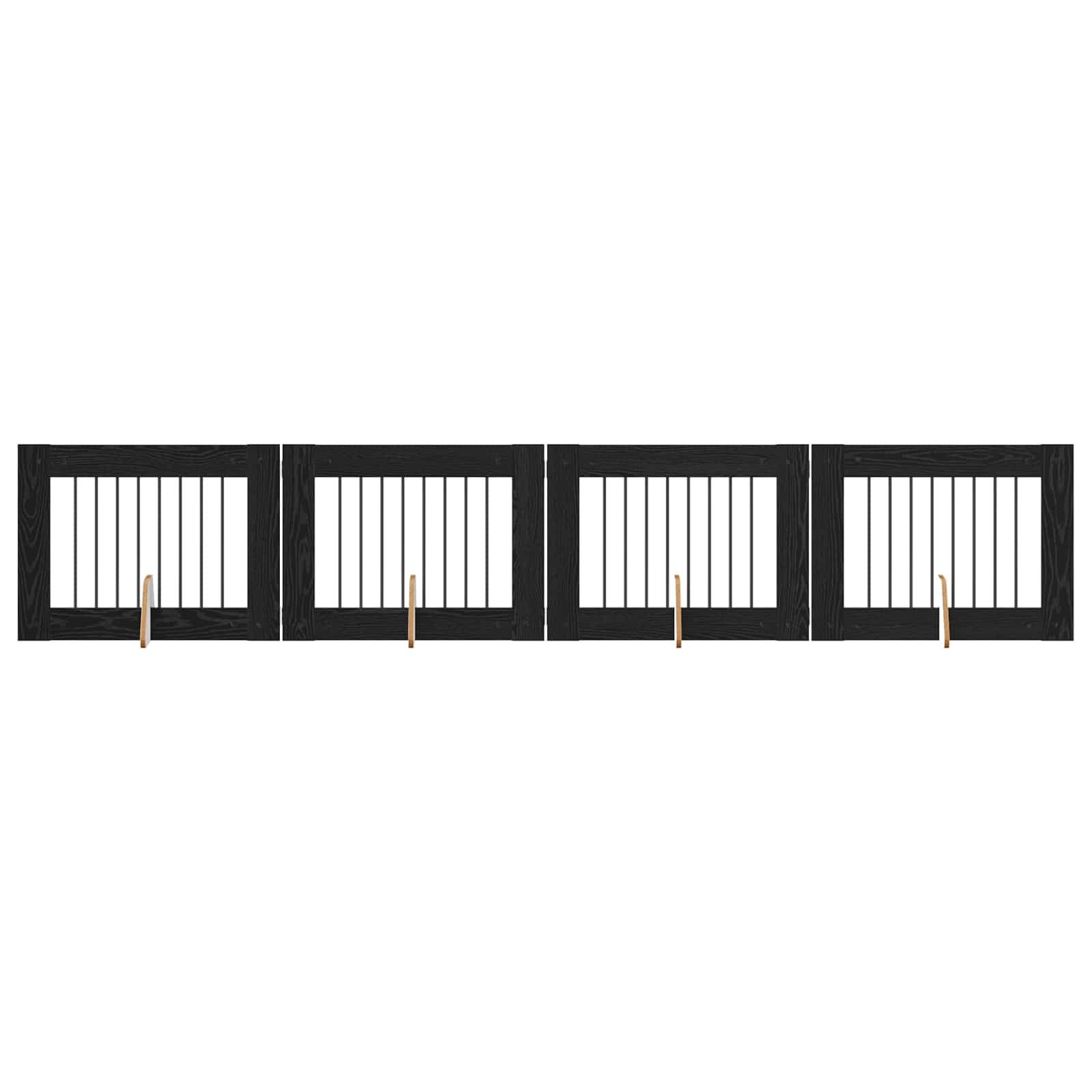 Hondenhekje met standaards 4 pcs Zwart eiken 80 x 60 cm