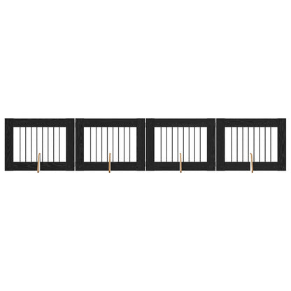 Hondenhekje met standaards 4 pcs Zwart eiken 80 x 60 cm