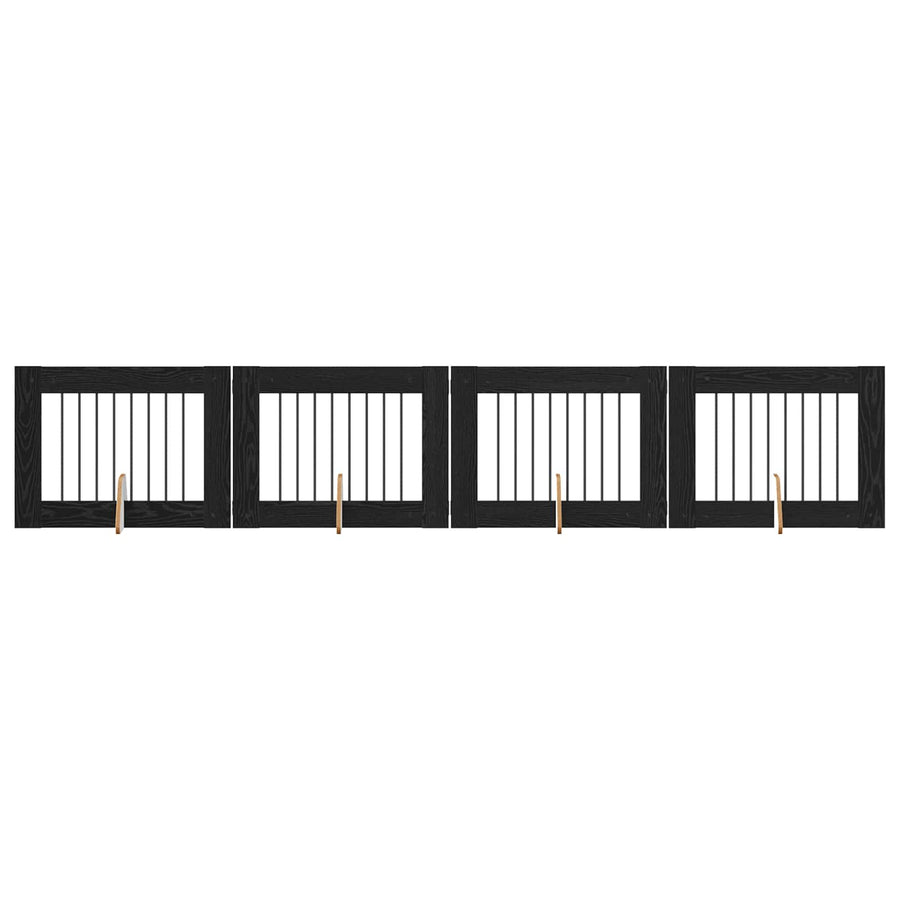 Hondenhekje met standaards 4 pcs Zwart eiken 80 x 60 cm
