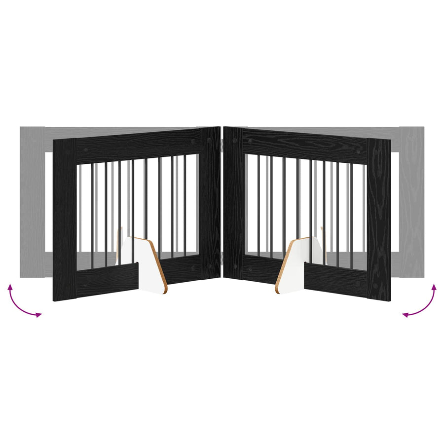 Hondenhekje met standaards 4 pcs Zwart eiken 80 x 60 cm