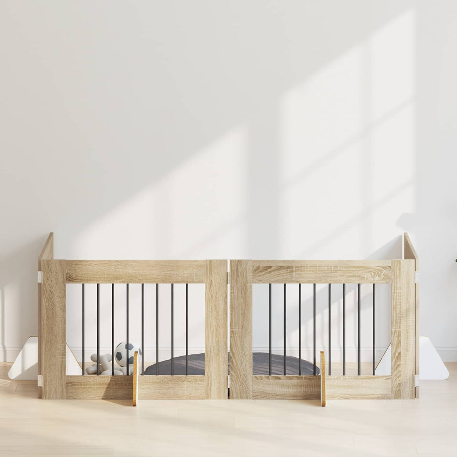 Hondenhekje met standaards 4 pcs Sonoma Eiken 80 x 60 cm