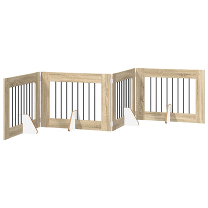 Hondenhekje met standaards 4 pcs Sonoma Eiken 80 x 60 cm