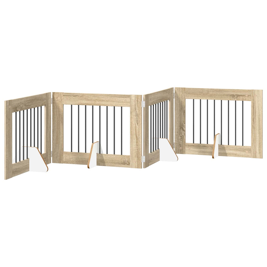 Hondenhekje met standaards 4 pcs Sonoma Eiken 80 x 60 cm