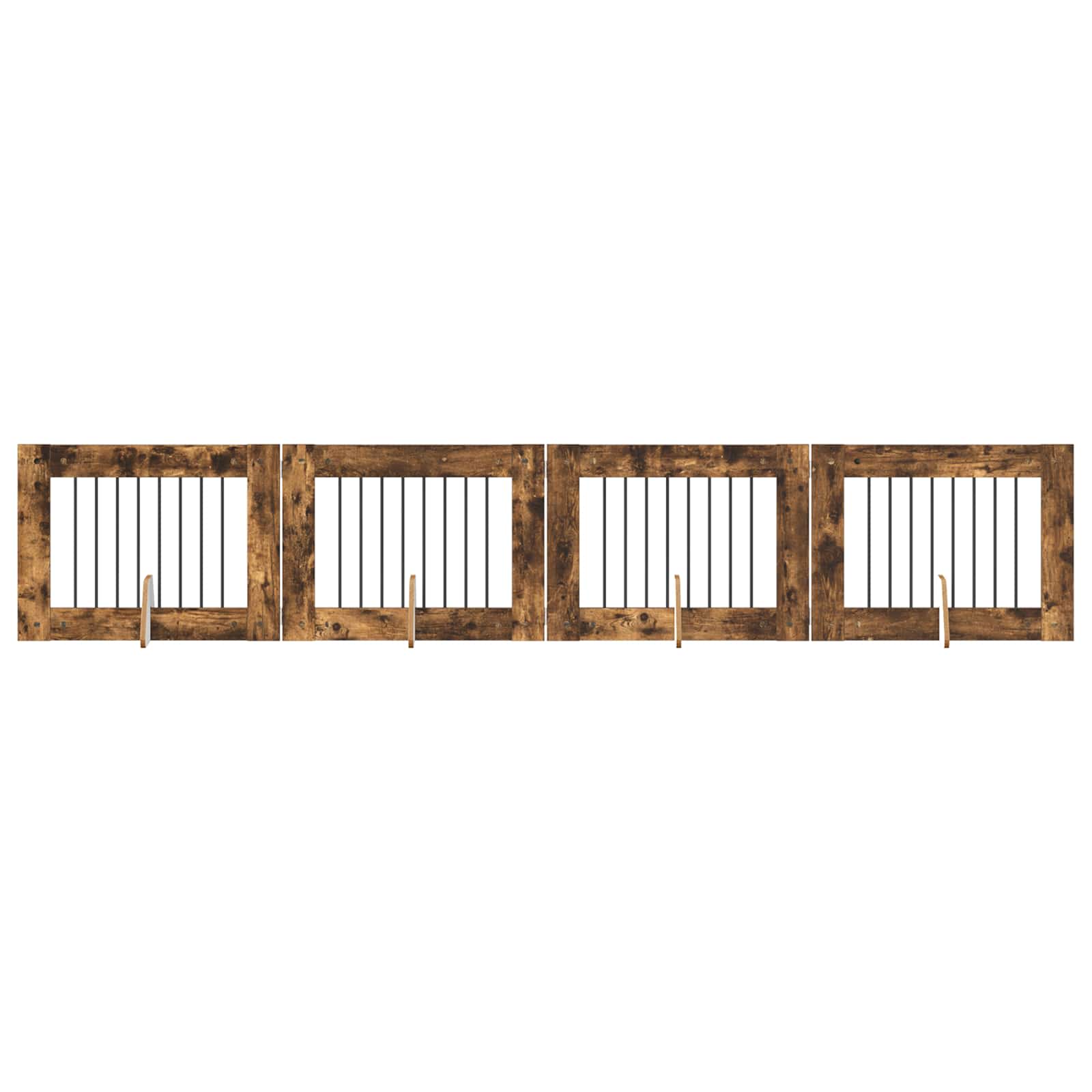 Hondenhekje met standaards 4 pcs Gerookt eiken 80 x 60 cm