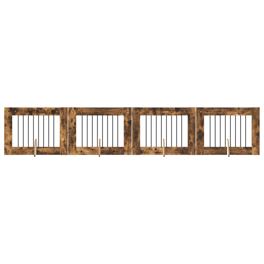 Hondenhekje met standaards 4 pcs Gerookt eiken 80 x 60 cm
