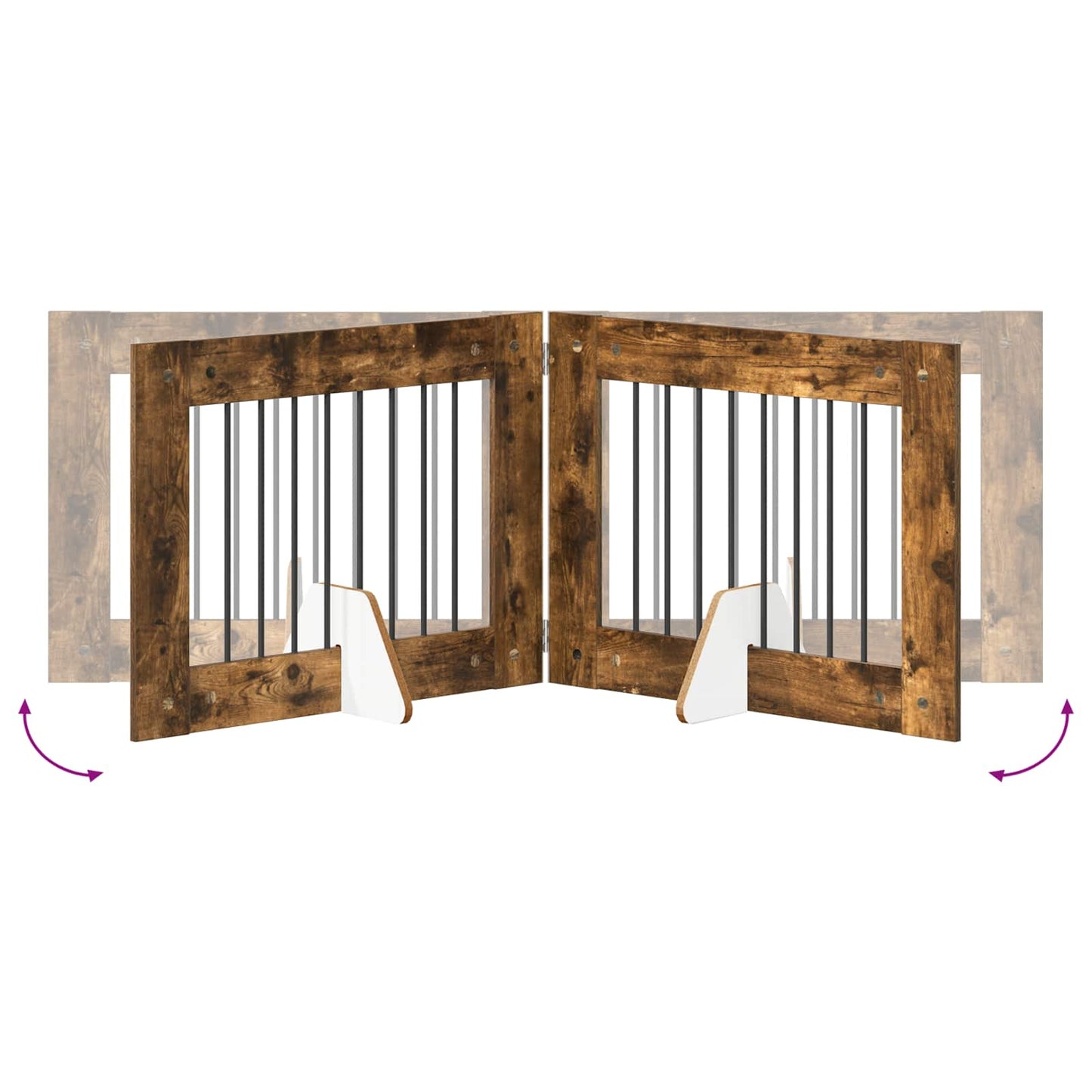 Hondenhekje met standaards 4 pcs Gerookt eiken 80 x 60 cm