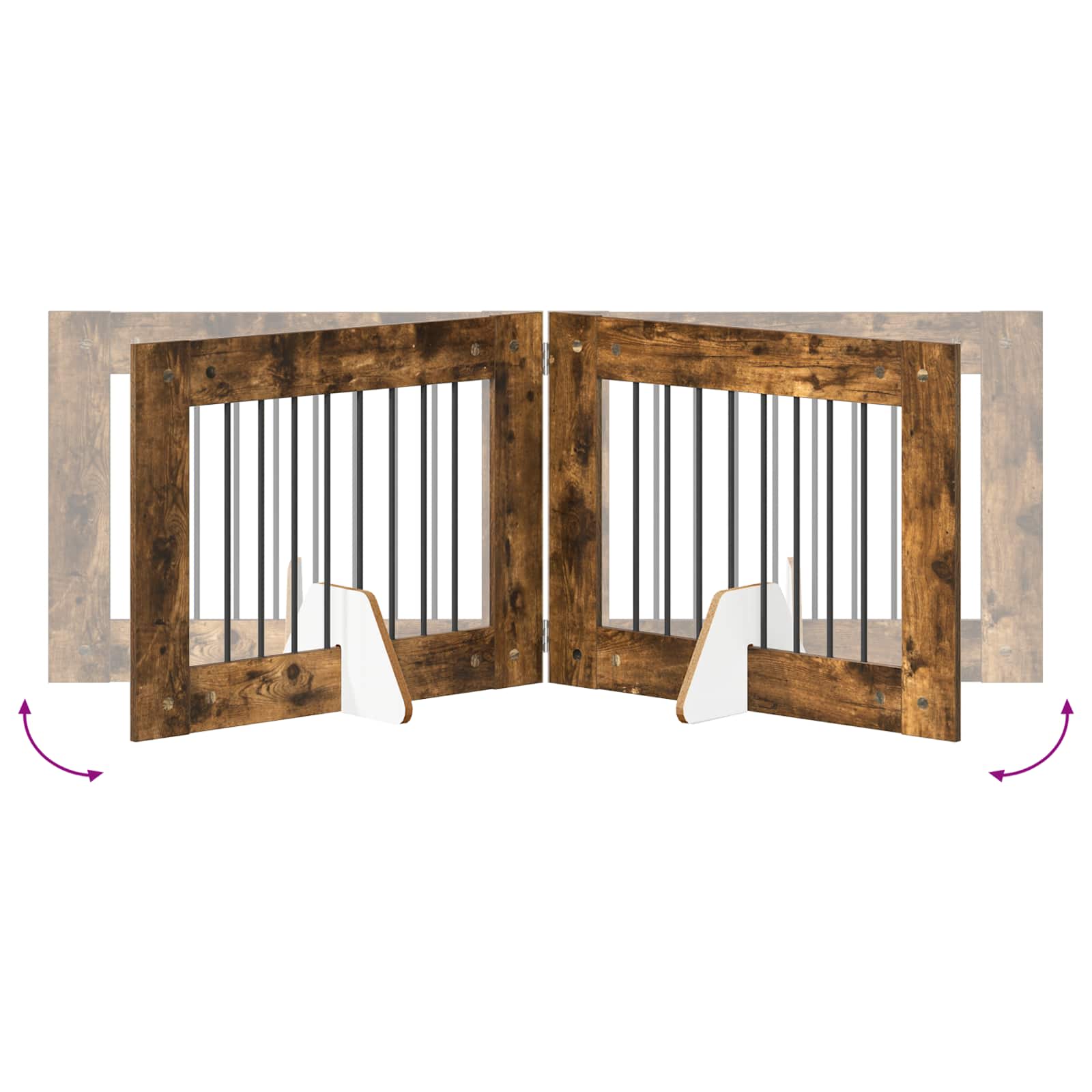 Hondenhekje met standaards 4 pcs Gerookt eiken 80 x 60 cm