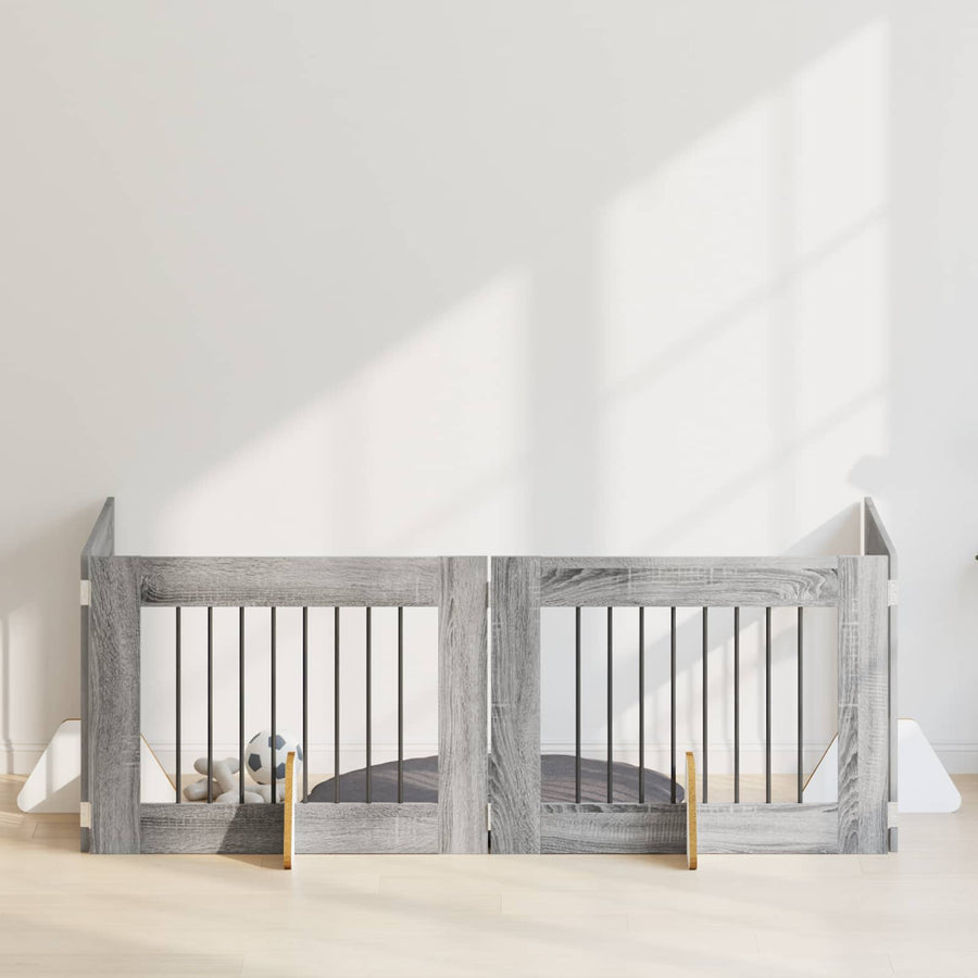 Hondenhekje met standaards 4 pcs Grijs sonoma 80 x 60 cm