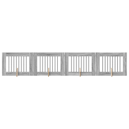 Hondenhekje met standaards 4 pcs Grijs sonoma 80 x 60 cm