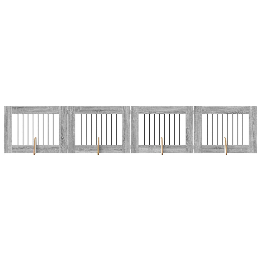 Hondenhekje met standaards 4 pcs Grijs sonoma 80 x 60 cm