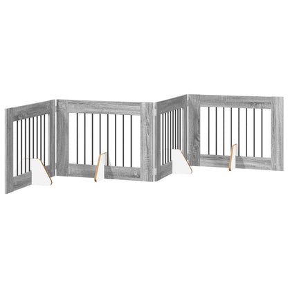 Hondenhekje met standaards 4 pcs Grijs sonoma 80 x 60 cm