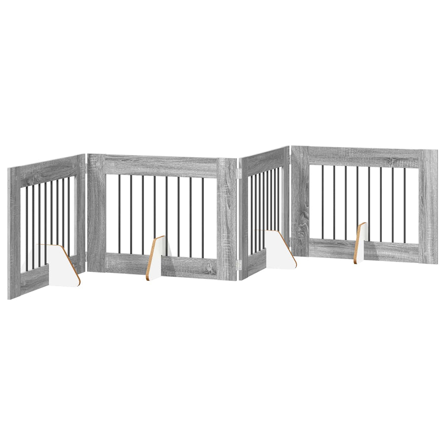 Hondenhekje met standaards 4 pcs Grijs sonoma 80 x 60 cm