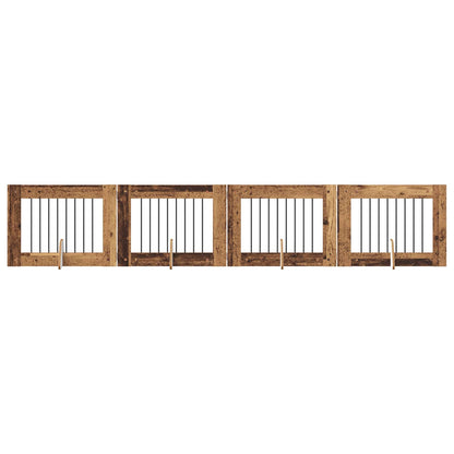 Hondenhekje met standaards 4 pcs Oud hout 80 x 60 cm