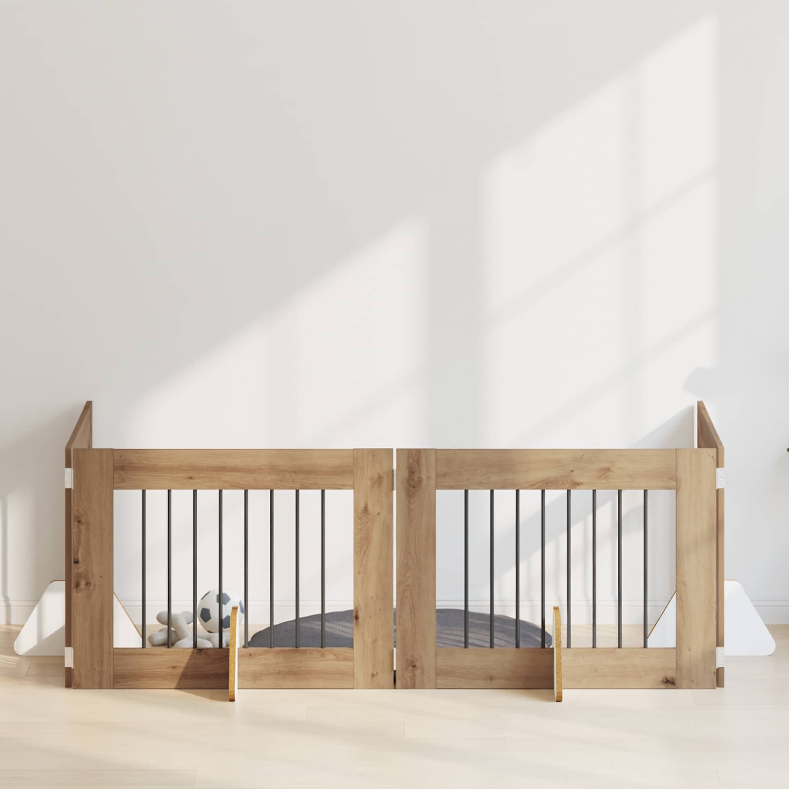 Hondenhekje met standaards 4 pcs Artisanaal eiken 80 x 60 cm