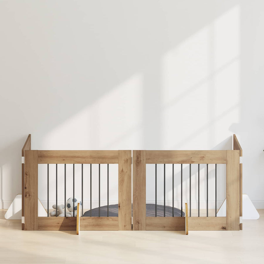 Hondenhekje met standaards 4 pcs Artisanaal eiken 80 x 60 cm