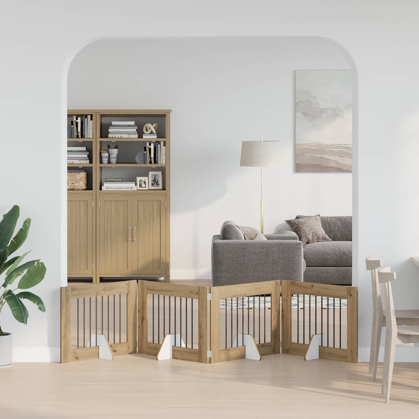 Hondenhekje met standaards 4 pcs Artisanaal eiken 80 x 60 cm