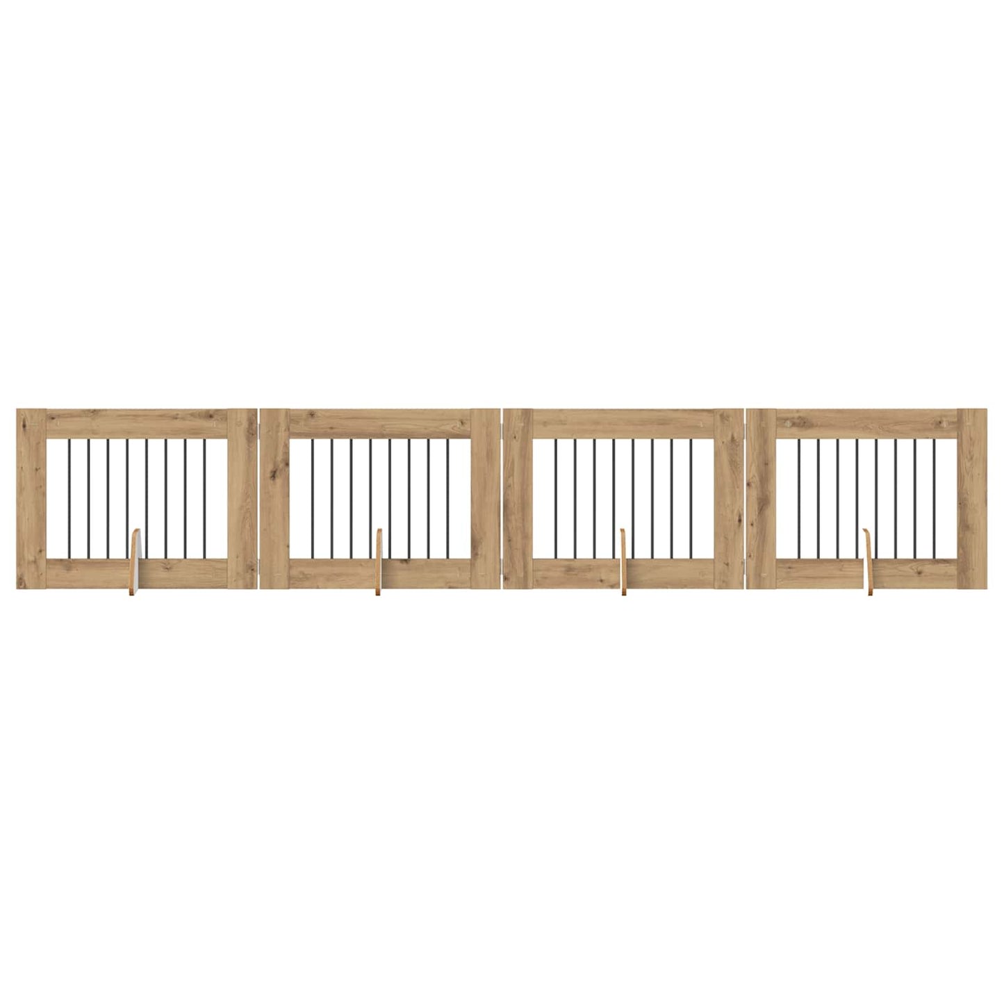 Hondenhekje met standaards 4 pcs Artisanaal eiken 80 x 60 cm