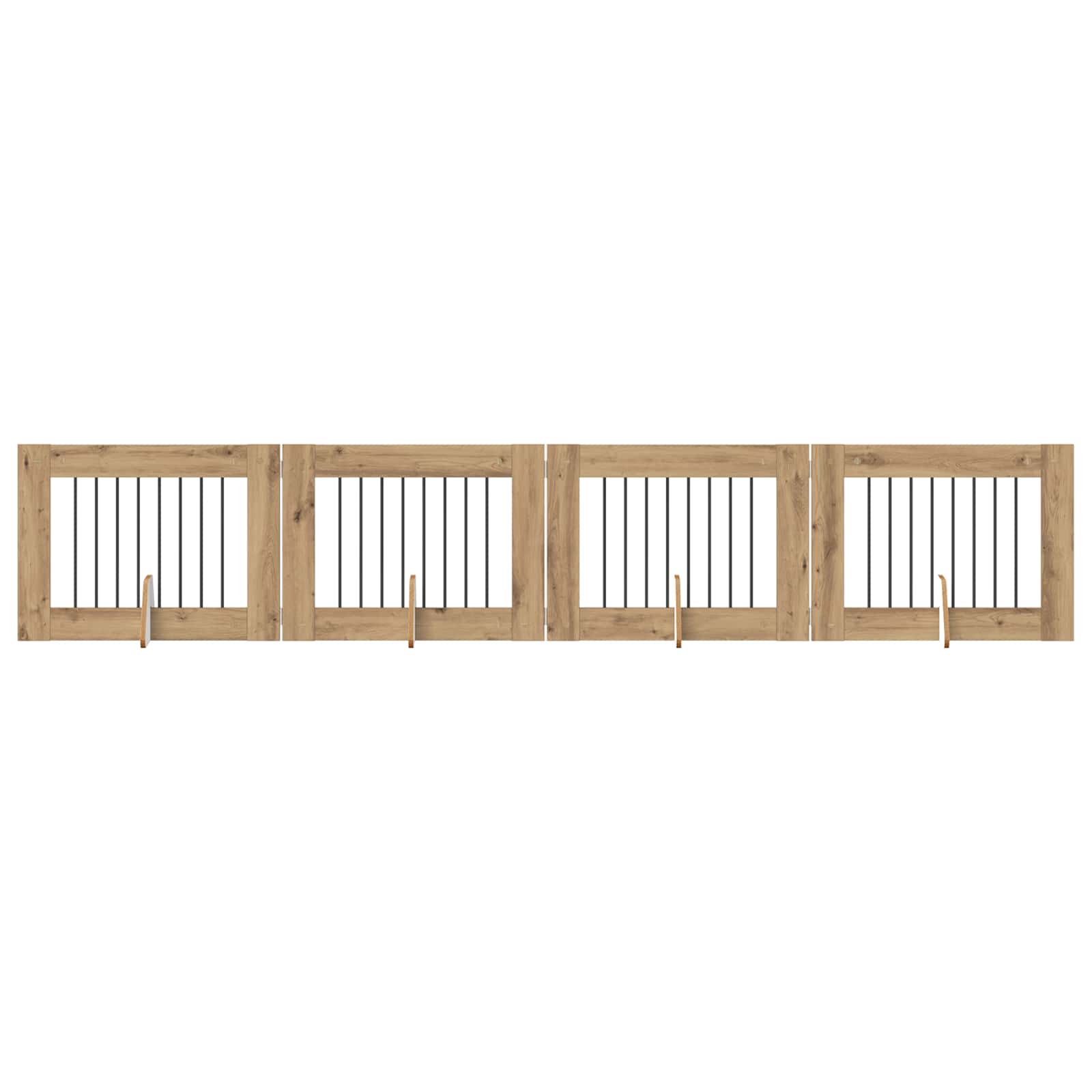 Hondenhekje met standaards 4 pcs Artisanaal eiken 80 x 60 cm