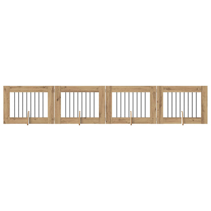 Hondenhekje met standaards 4 pcs Artisanaal eiken 80 x 60 cm