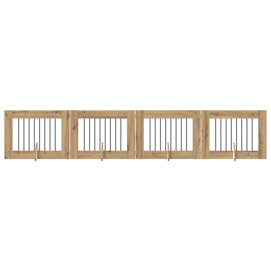 Hondenhekje met standaards 4 pcs Artisanaal eiken 80 x 60 cm