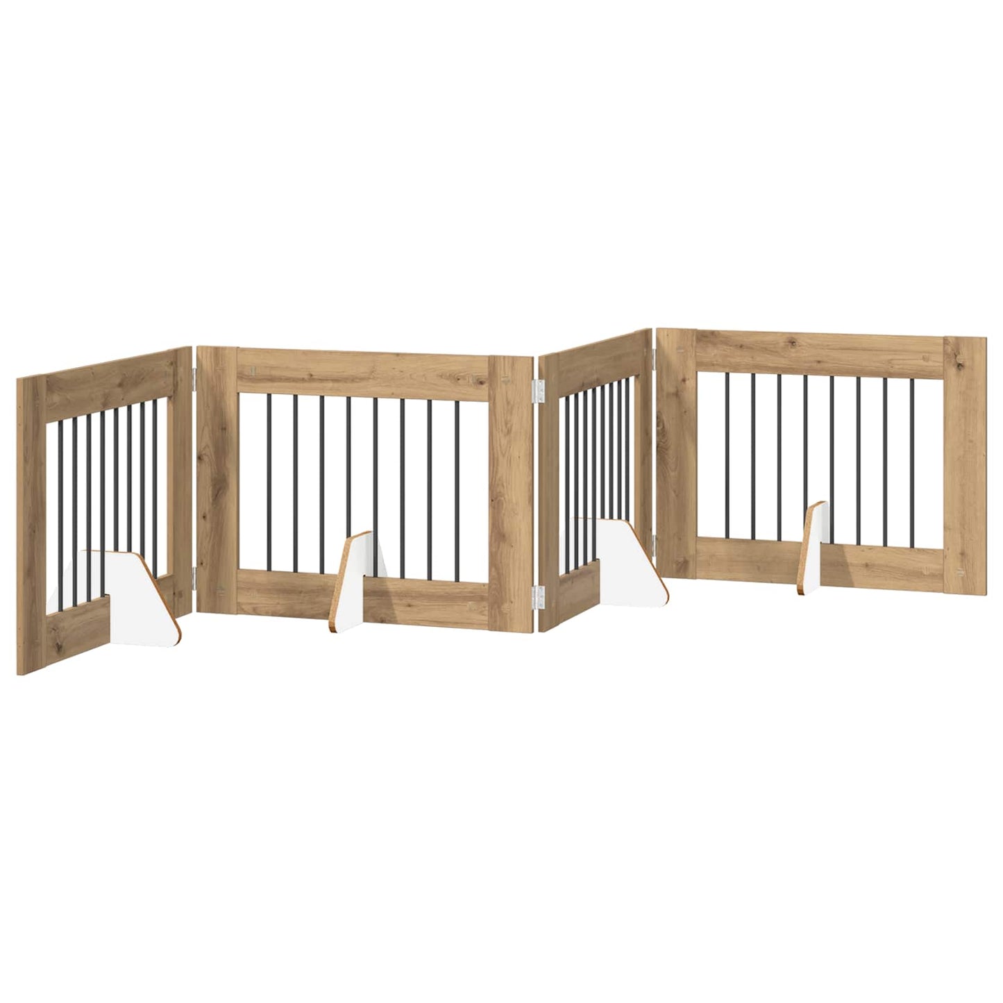 Hondenhekje met standaards 4 pcs Artisanaal eiken 80 x 60 cm
