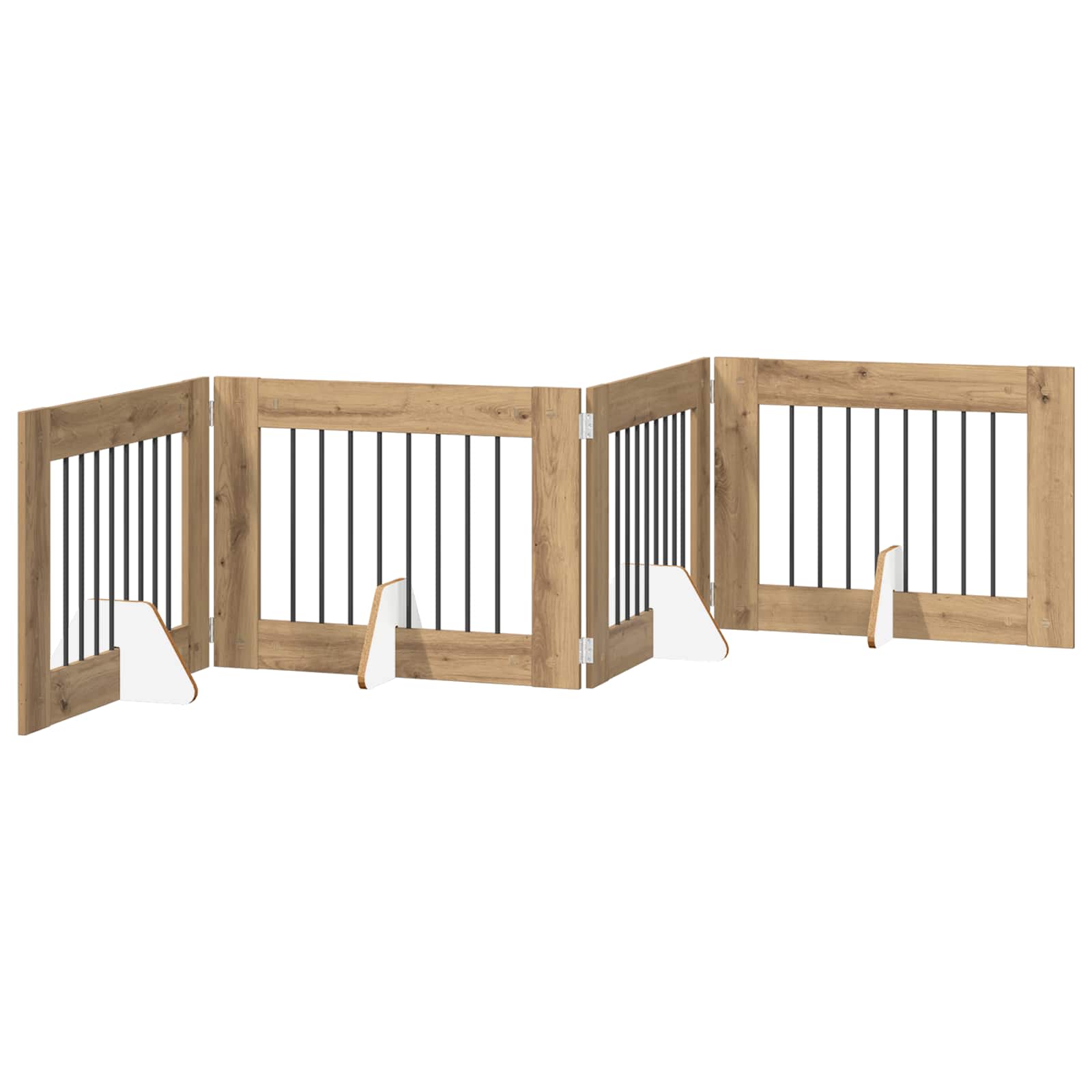 Hondenhekje met standaards 4 pcs Artisanaal eiken 80 x 60 cm