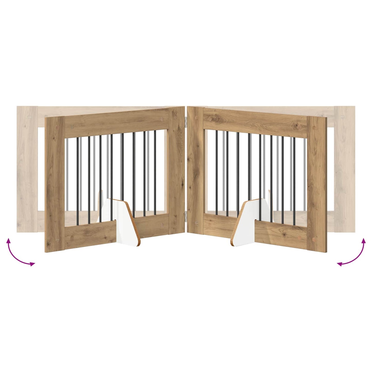 Hondenhekje met standaards 4 pcs Artisanaal eiken 80 x 60 cm
