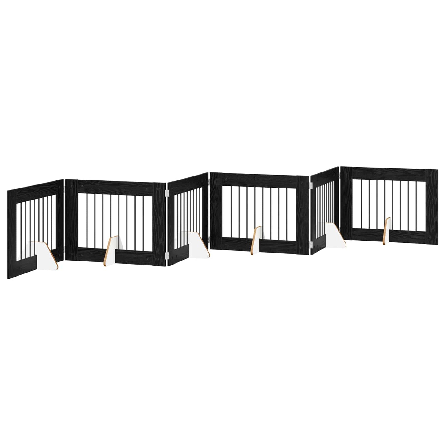 Hondenhekje met standaards 6 pcs Zwart eiken 80 x 60 cm